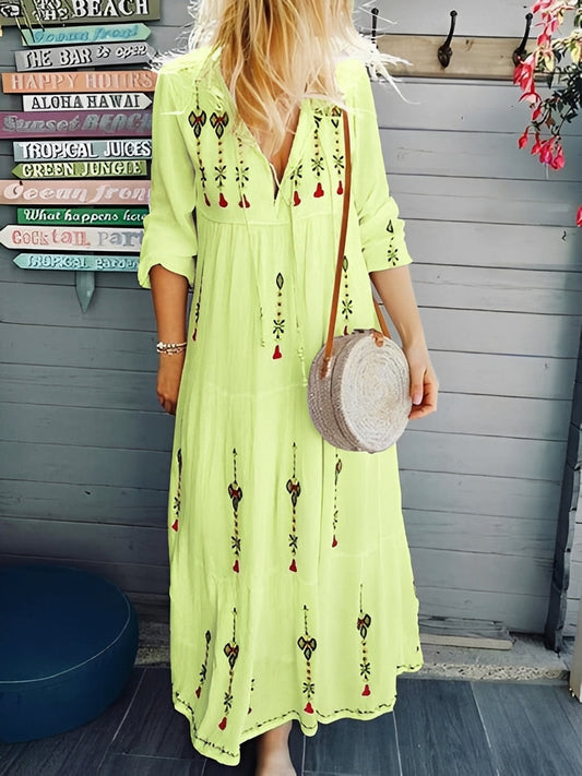 Damen Sommerkleid V-Ausschnitt Blumenmuster Leicht - Eveloria