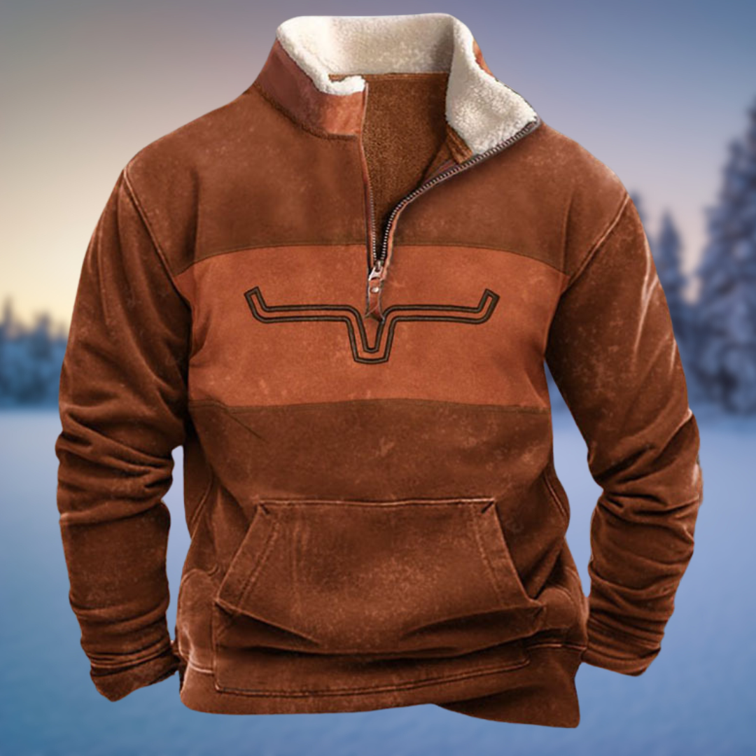 Herren Lässiger Winterpullover Halb-Reißverschluss