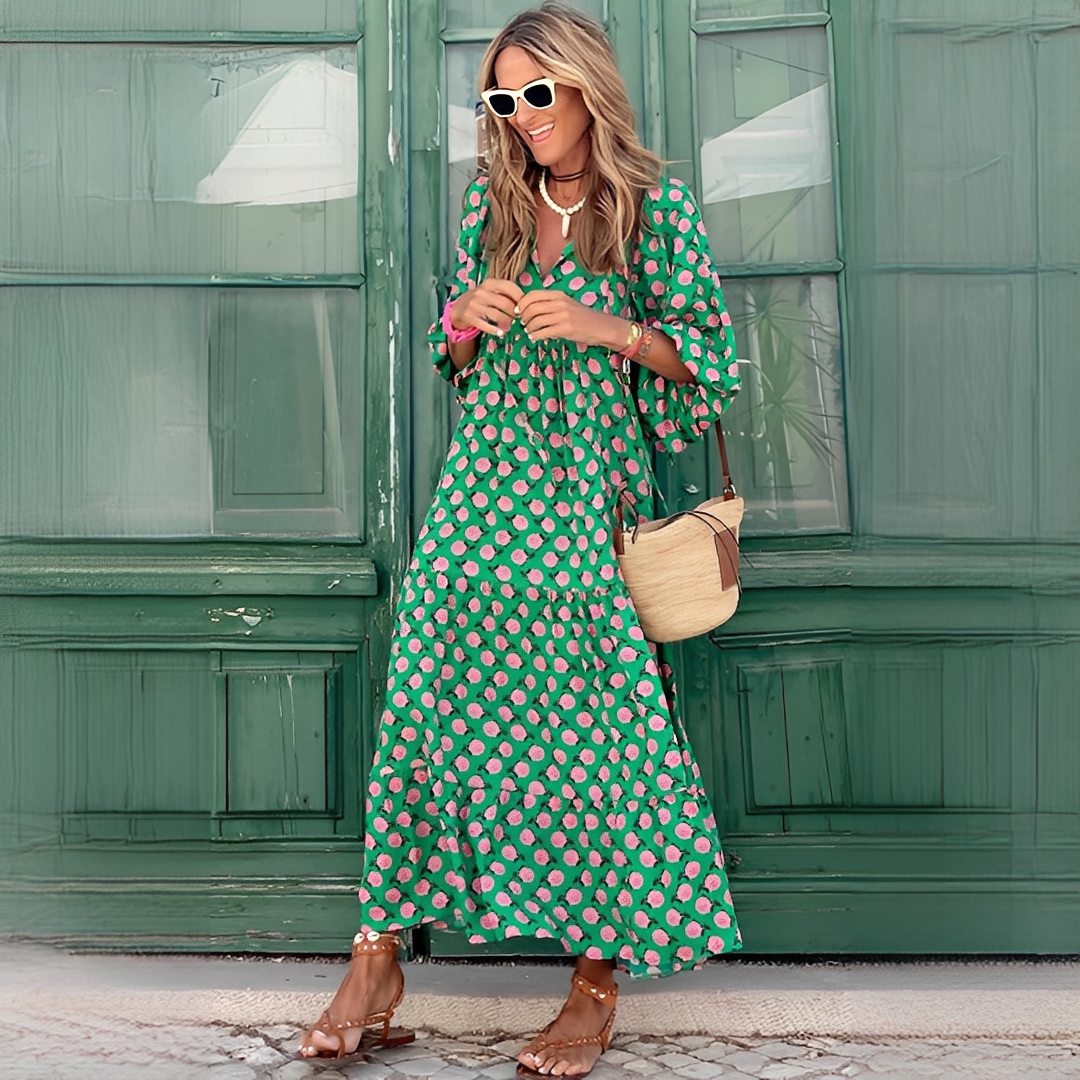 Damen Maxikleid Boho-Stil Leicht Feminin