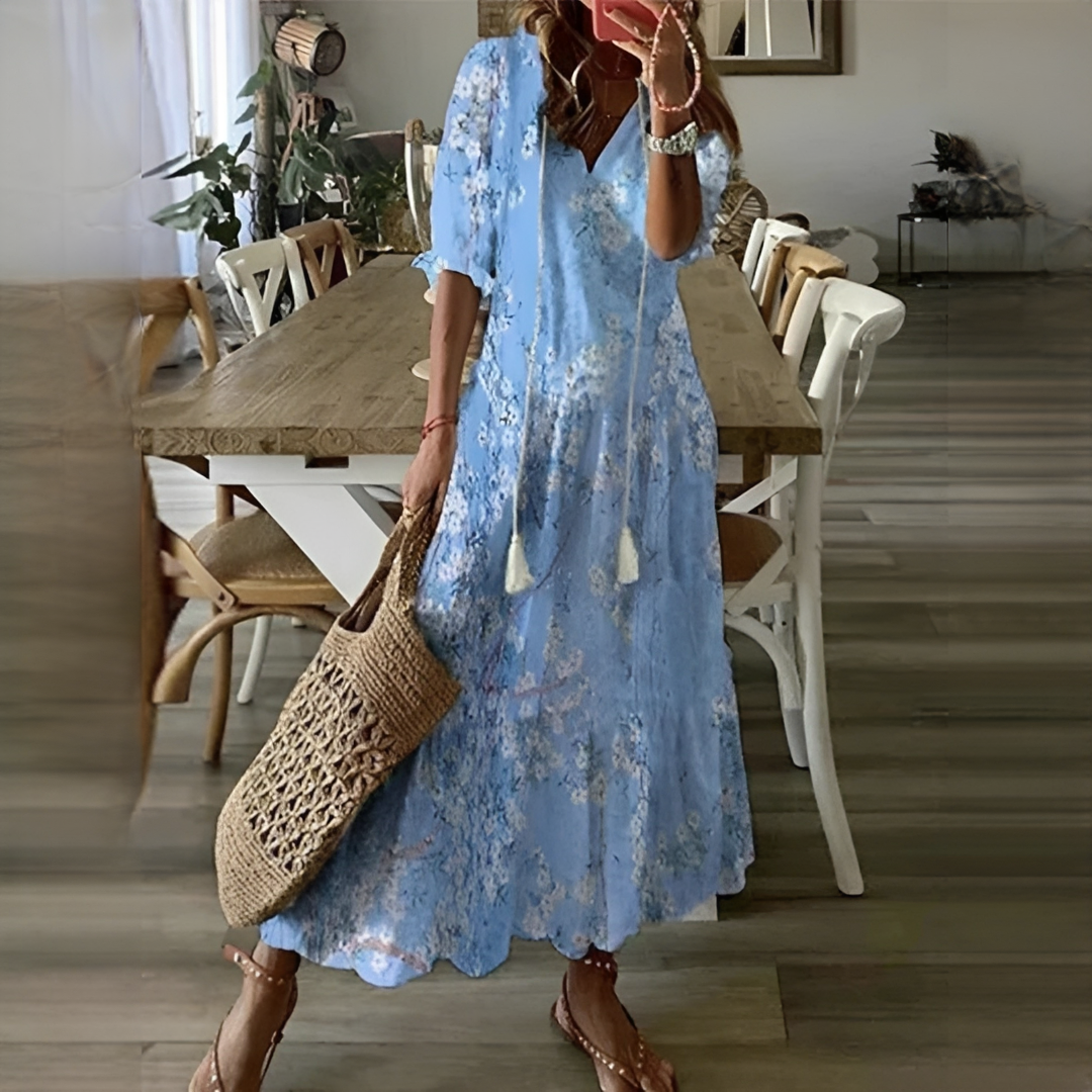 Damen Sommerkleid Elegantes Leichtes Kleid Luftig Weiss