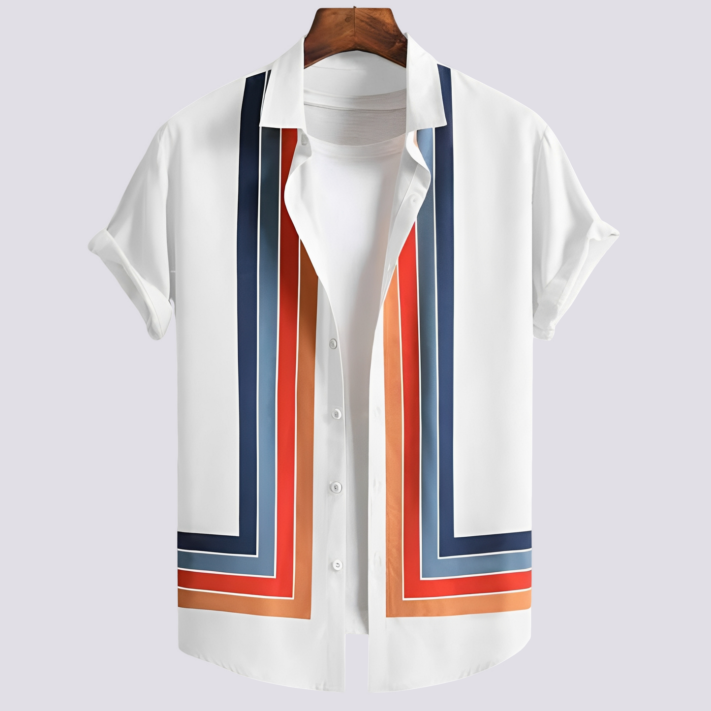 Herren Musterhemd Klassisches Print-Hemd Baumwolle Blau
