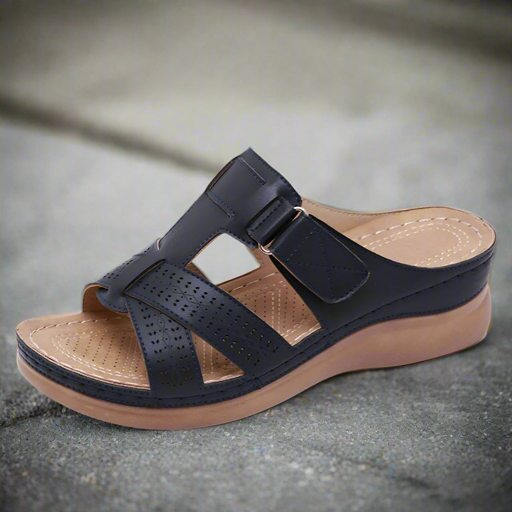 Damen Sommer-Sandalen Klettverschluss Offene Zehen Robustes Plateau