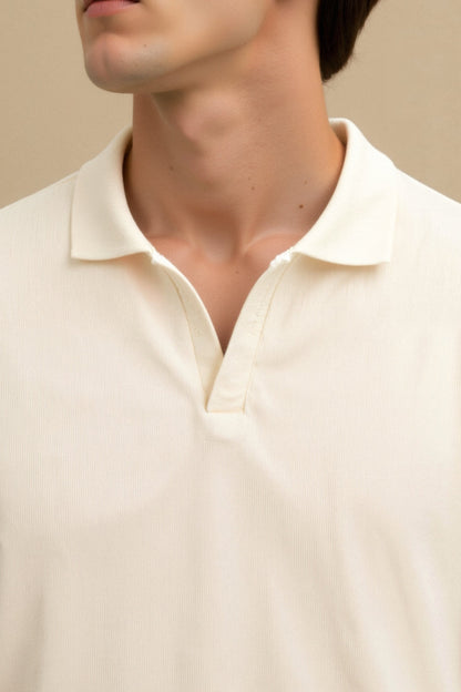 Herren Poloshirt Beige Elegantes Baumwollshirt