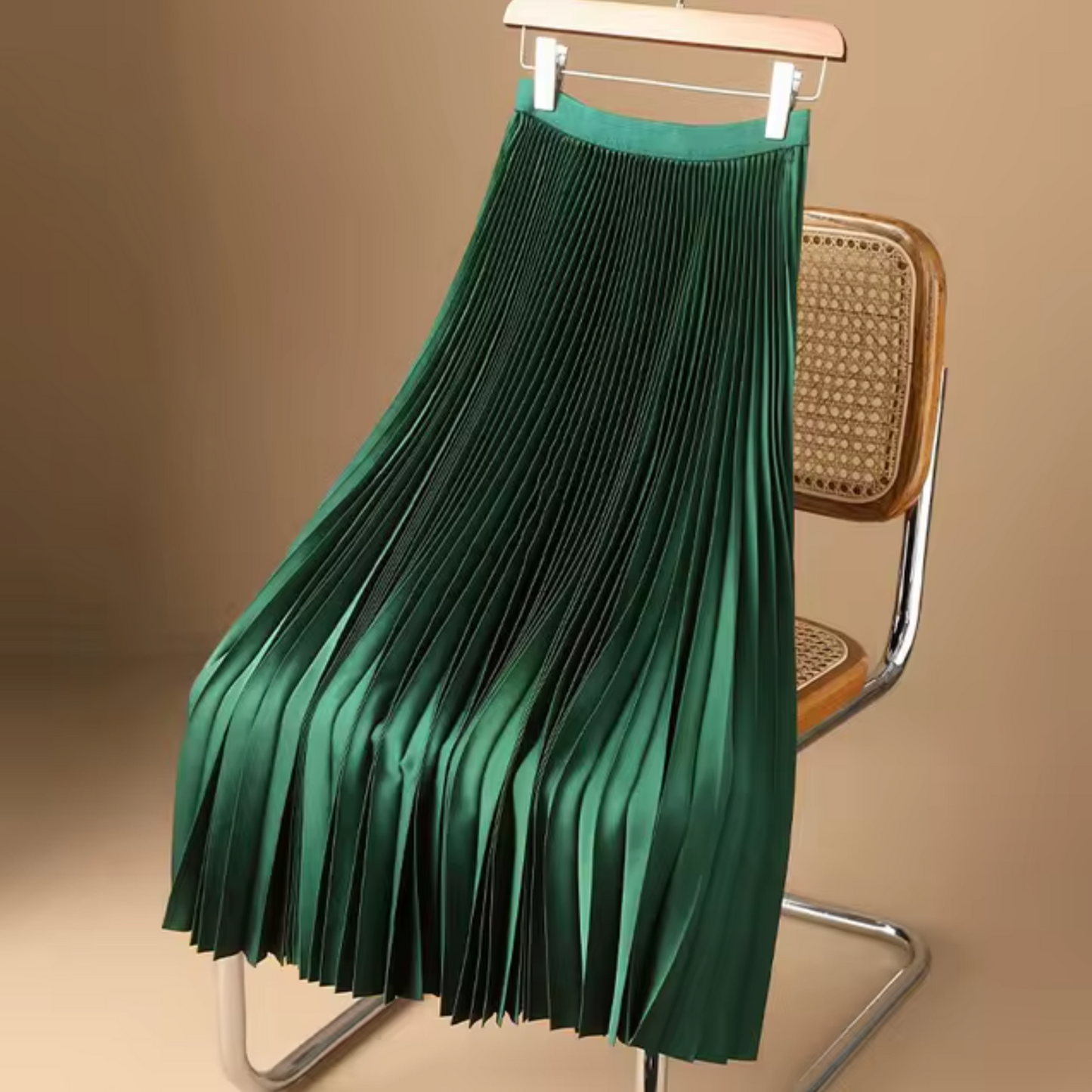 Eveloria Damen Plisseerock Baumwollsatin Lang - Eveloria