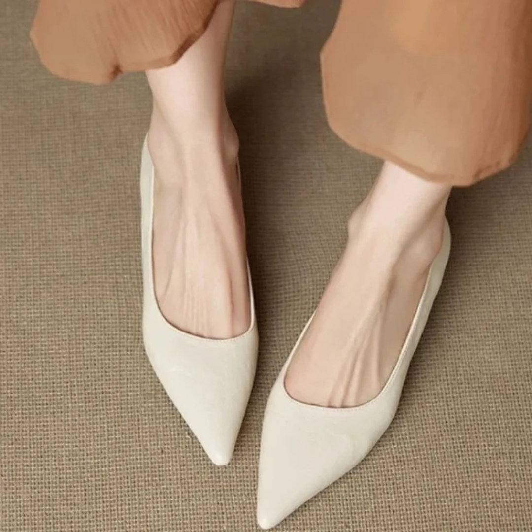 Damen Pumps Klassisch Spitze Niedriger Absatz - Eveloria