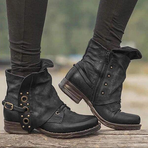 Eveloria Damen Stiefelette Rutschfest mit Seitenreißverschluss
