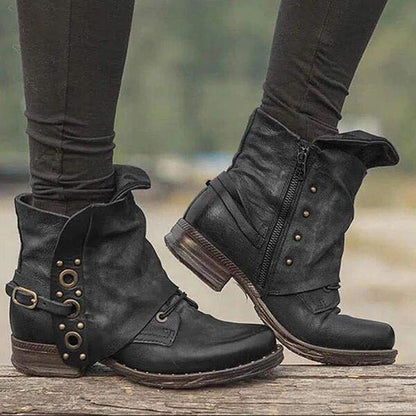 Eveloria Damen Stiefelette Rutschfest mit Seitenreißverschluss