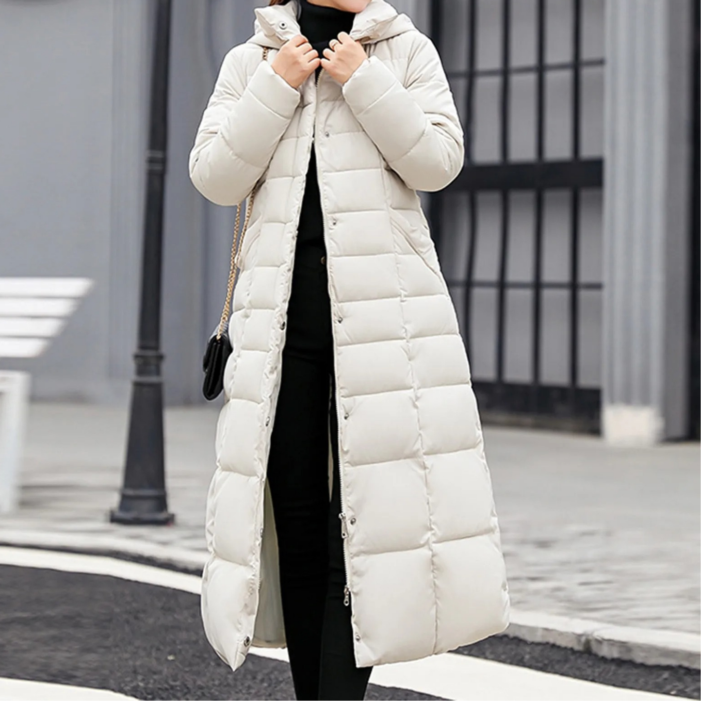 Damen Pufferjacke Elegantes Design Umlegekragen