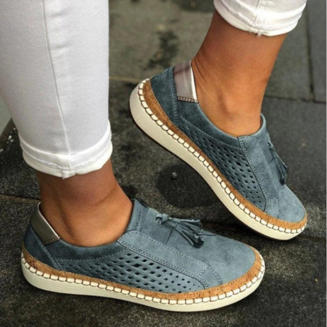 Damen Slip-On Sneaker Perforiert Beige