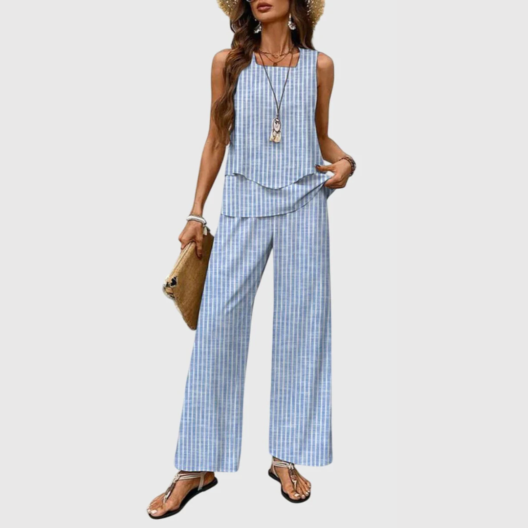 Damen Zweiteiler Set Weite Bein Hose