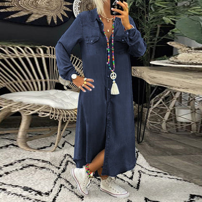 Eveloria Damen Denim-Kleid Bequem Blau