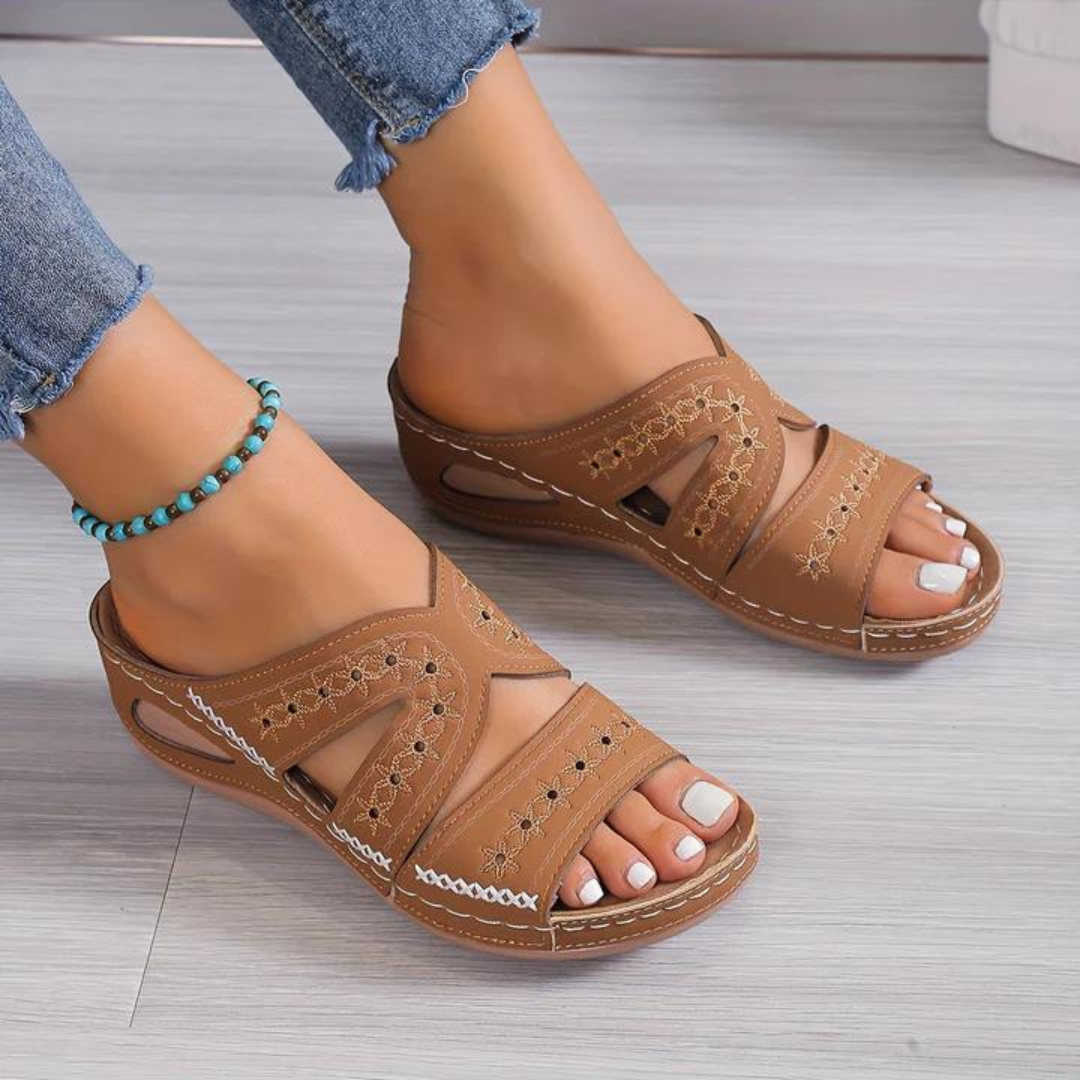 Damen Orthopädische Sandalen Sommer Atmungsaktiv Beige