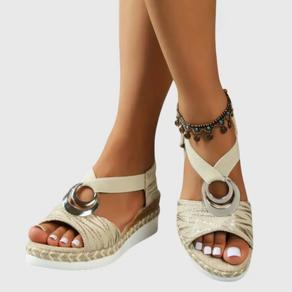Damen Orthopädische Sandalen Schnallenriemen Leder Braun
