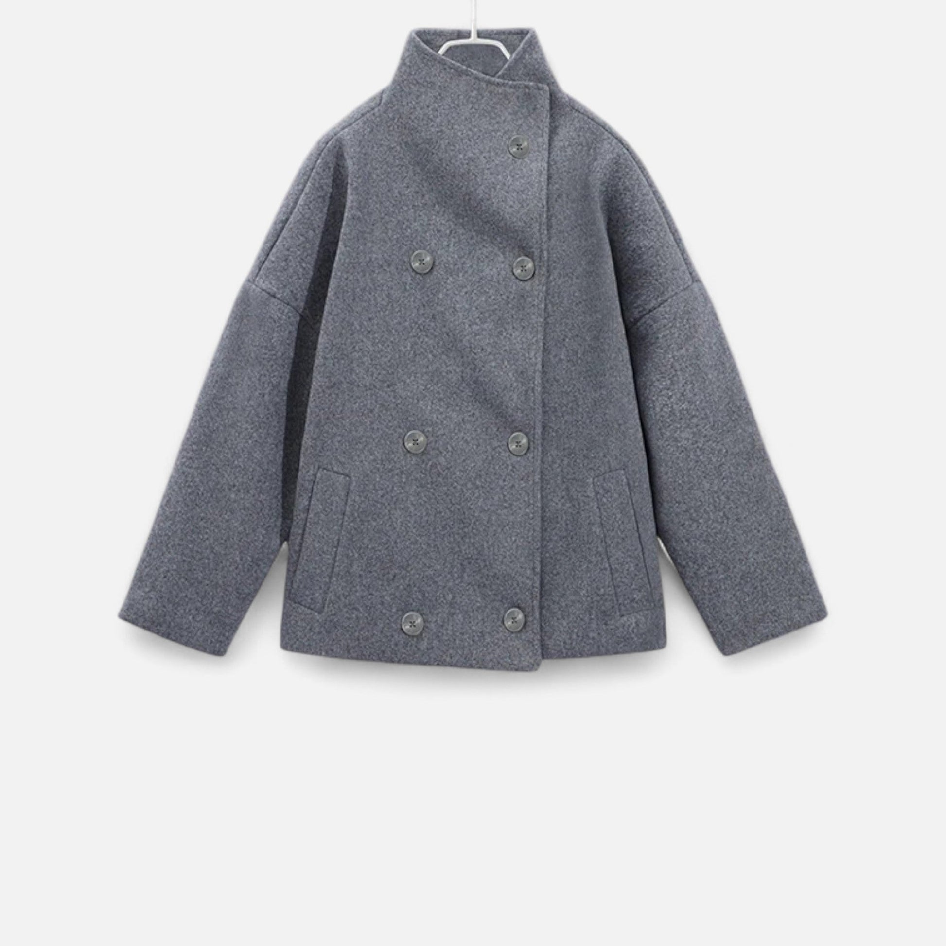 Damen Kurzjacke Moderner Stehkragen Zeitlos Schwarz - Eveloria