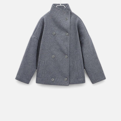 Damen Kurzjacke Moderner Stehkragen Zeitlos Schwarz - Eveloria