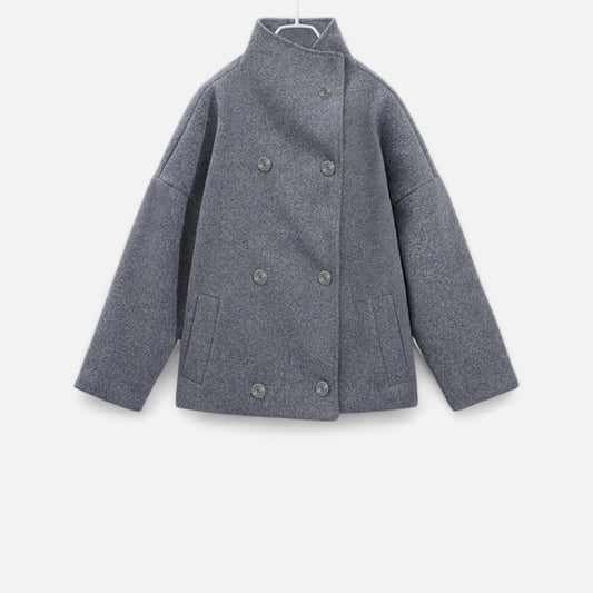 Damen Kurzjacke Moderner Stehkragen Zeitlos Schwarz - Eveloria