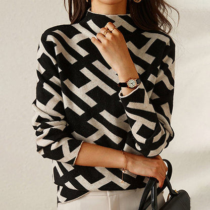 Eveloria Damen Geometrischer Pullover Bequem