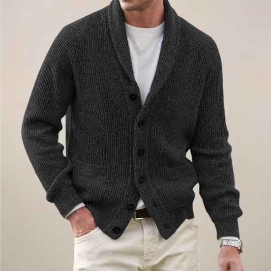 Herren Strickjacke Schalkragen Wärmend Beige - Eveloria