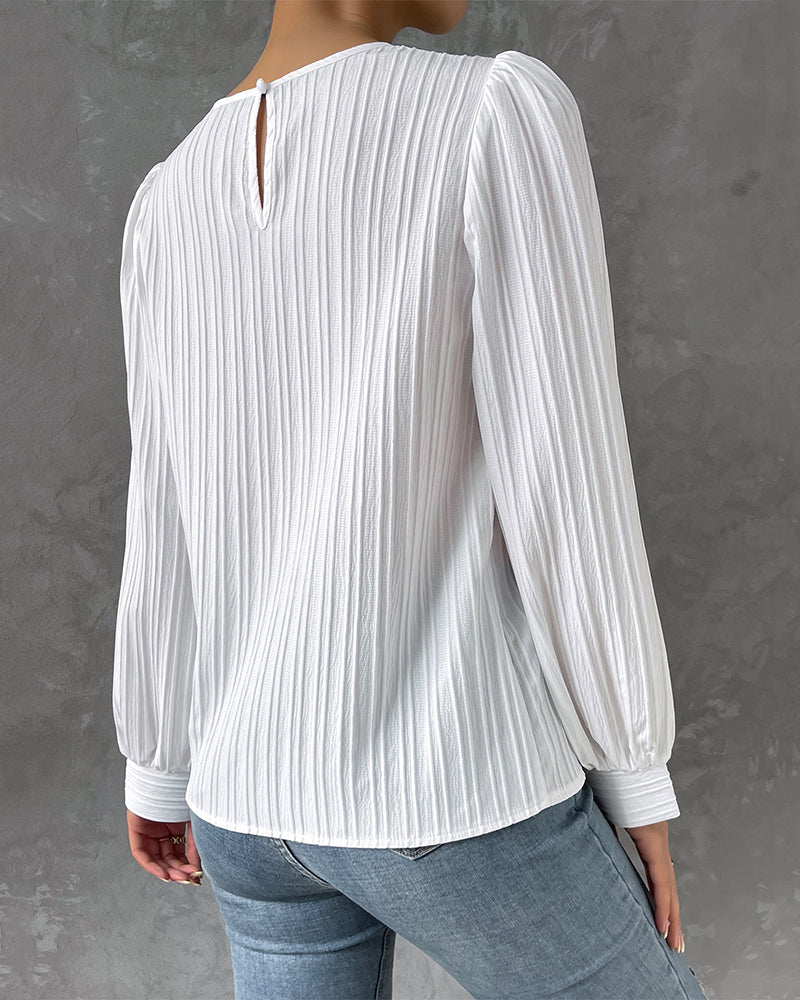 Eveloria Damen Elegant Shirt Rundhalsausschnitt