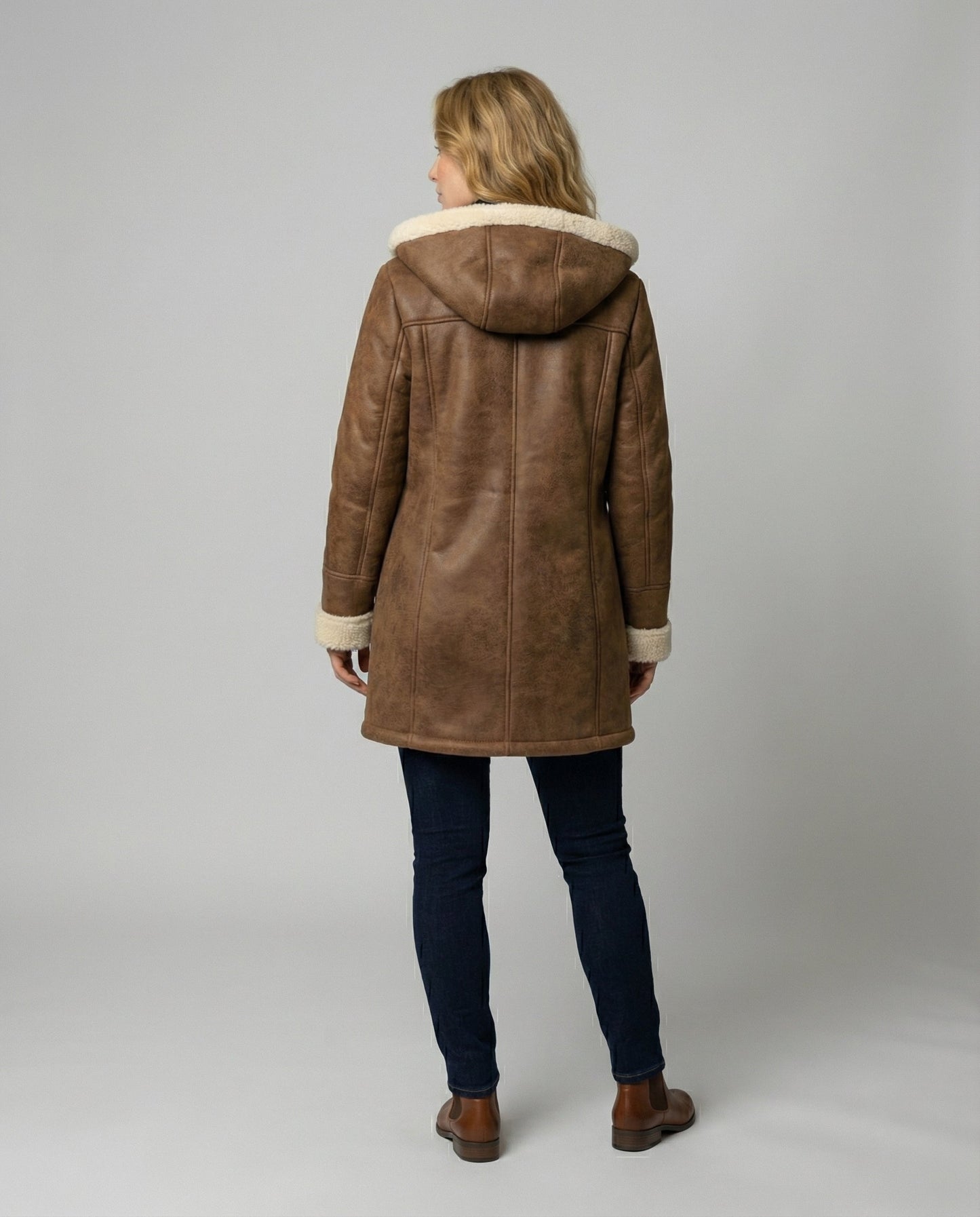 Damen Dicke Kapuzenjacke Wollstoff