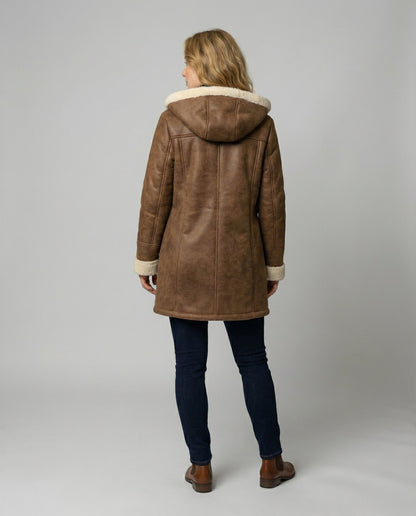Damen Dicke Kapuzenjacke Wollstoff