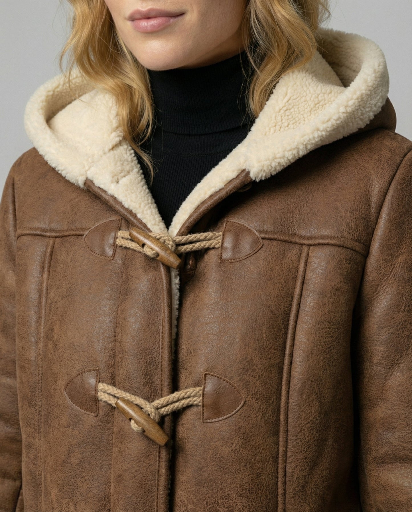 Damen Dicke Kapuzenjacke Wollstoff