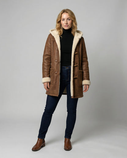 Damen Dicke Kapuzenjacke Wollstoff
