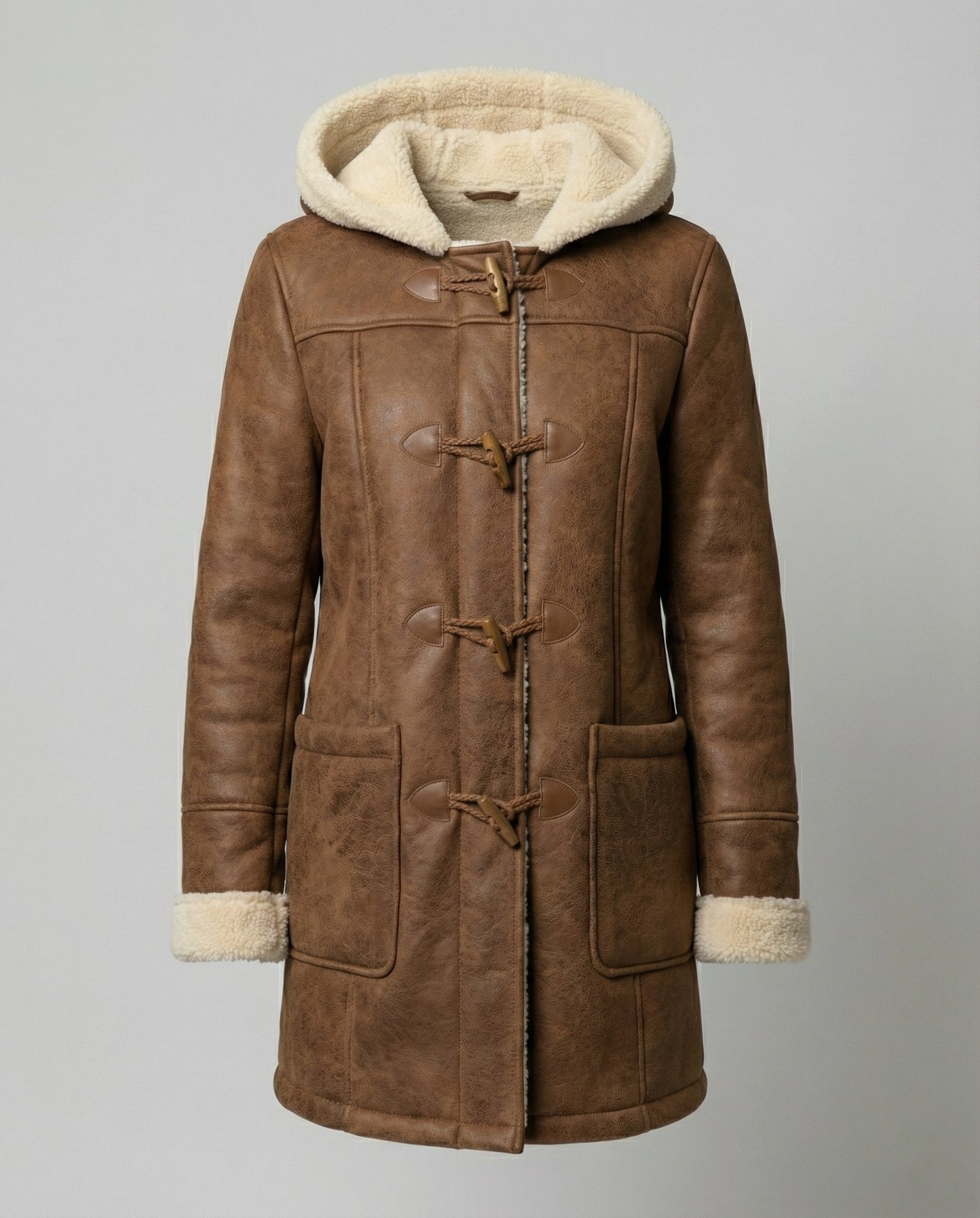 Damen Dicke Kapuzenjacke Wollstoff