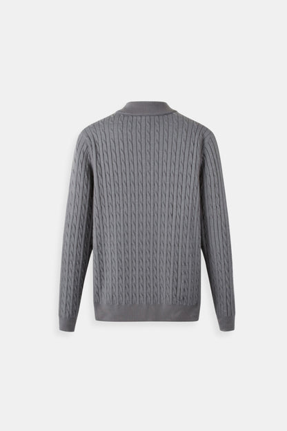 Eleganter Damen Zopfstrick Pullover Mit Reißverschluss