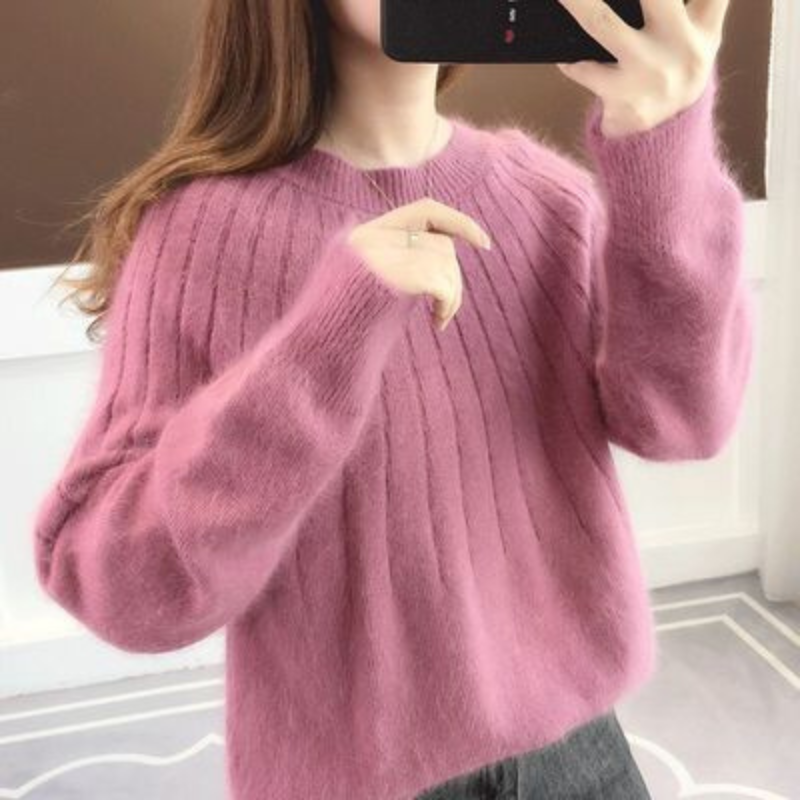 Eveloria Damen Strickpullover Kaschmirweich Rippmuster
