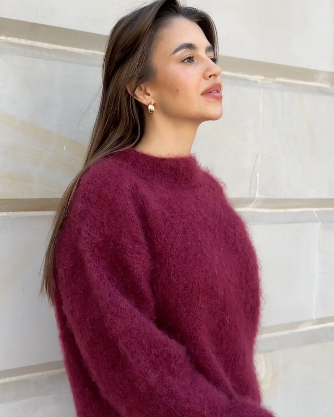 Eveloria Damen Mohairpullover Kuschelig Beige