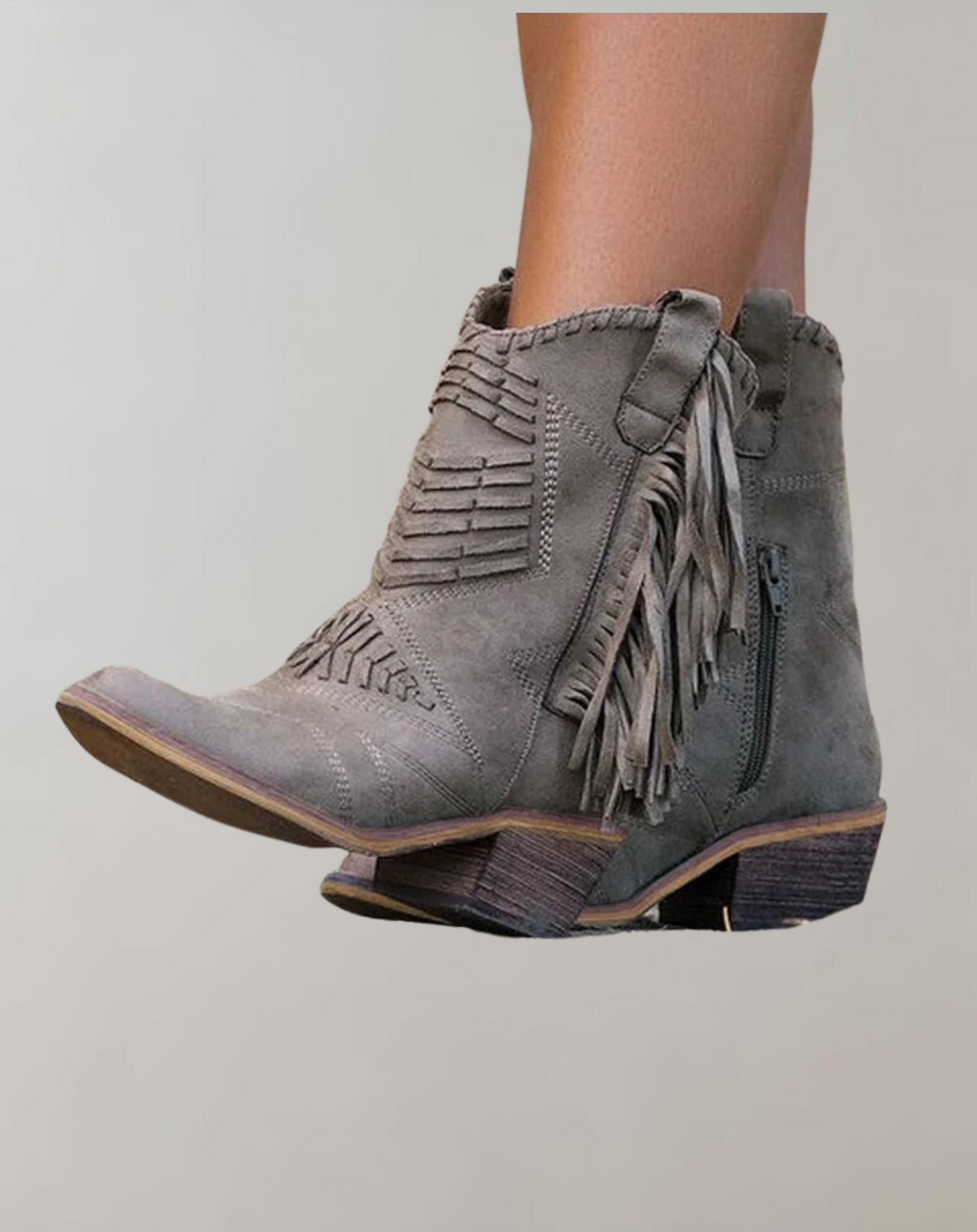 Eveloria Damen Westernstiefel mit Fransen Leder Schwarz - Eveloria