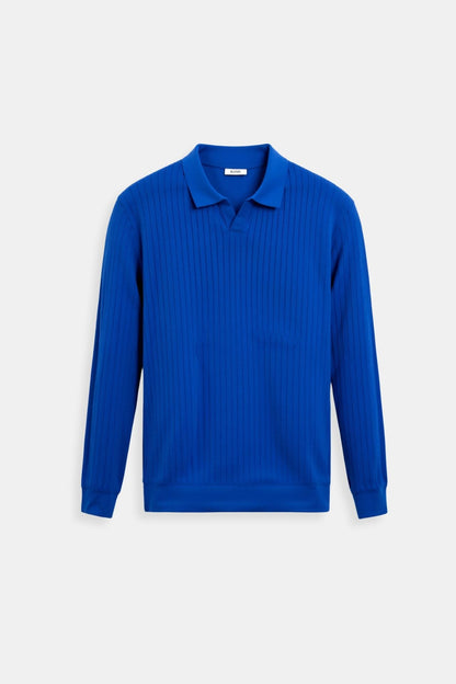 Herren Poloshirt Strick Elegantes Design Weiß