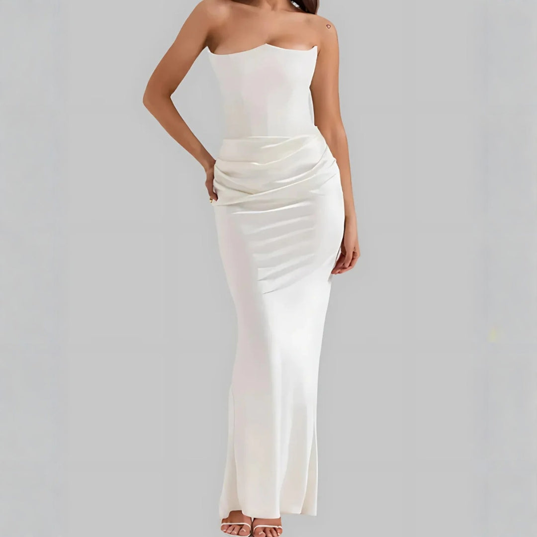 Damen Hochzeitsgastkleid Drapiertes Maxikleid