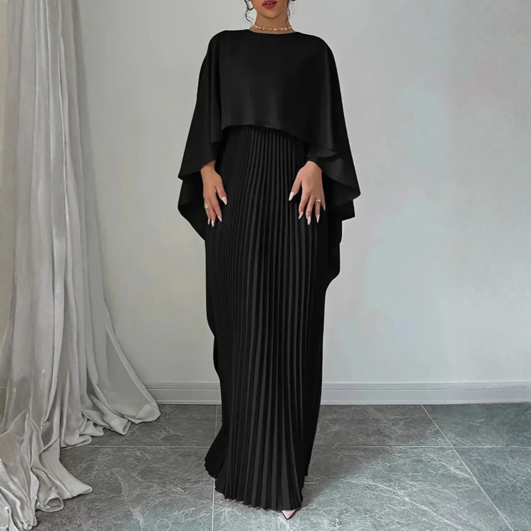 Damen Hochzeitsgast Maxikleid Gefaltetes Cape Kleid