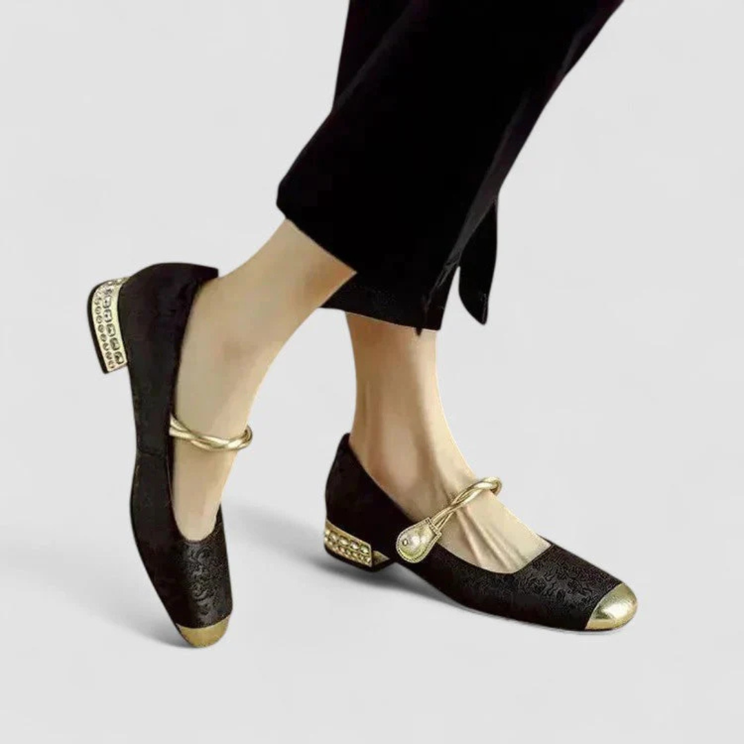 Damen Riemen Schuhe Niedriger Absatz Leder