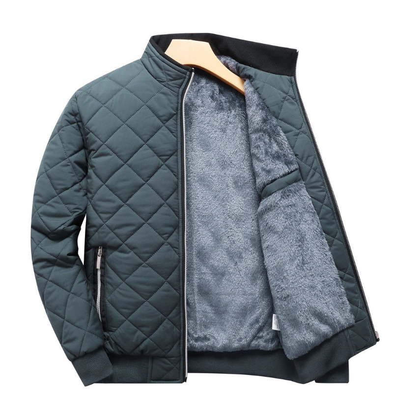 Herren Fleecejacke Stehkragen Reißverschluss Warm Beige
