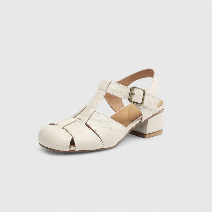 Damen Vintage-Sandalen Peeptoe Blockabsatz - Eveloria