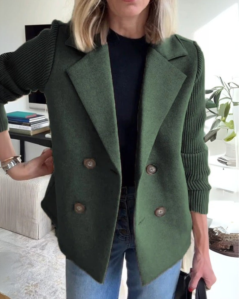 Damen Knit-Blazer-Weste Klassisches Revers Bequem