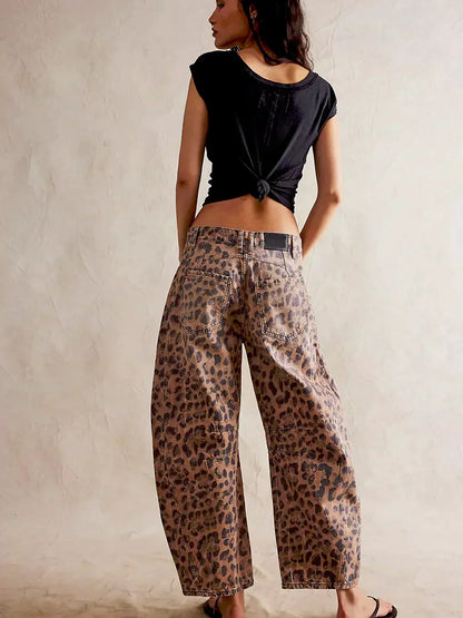 Damen Bedruckte Weite Jeans