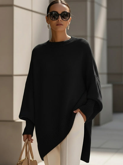 Damen Oversize Strickponcho Lässig Elegantes Design