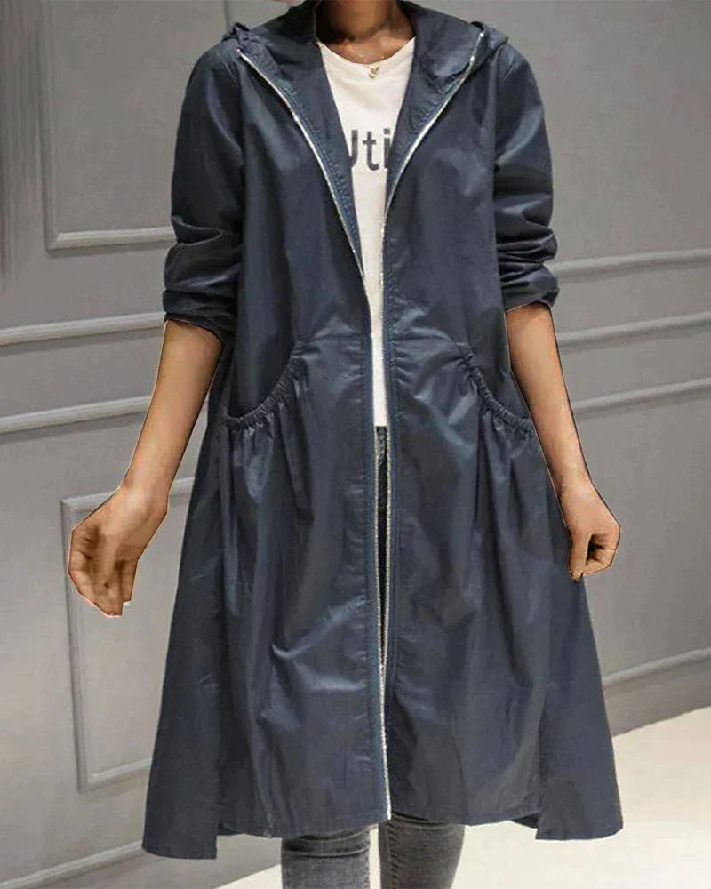 Eveloria Damen Regenjacke Reißverschluss Kapuze