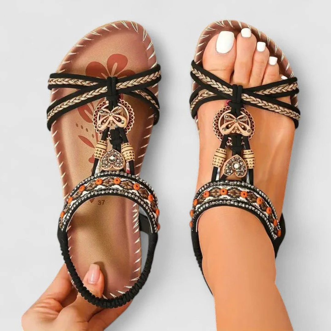 Damen Riemchen Sandalen Flach Offene Zehen