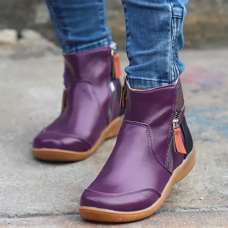 Damen Stiefelette Reißverschluss Bequem