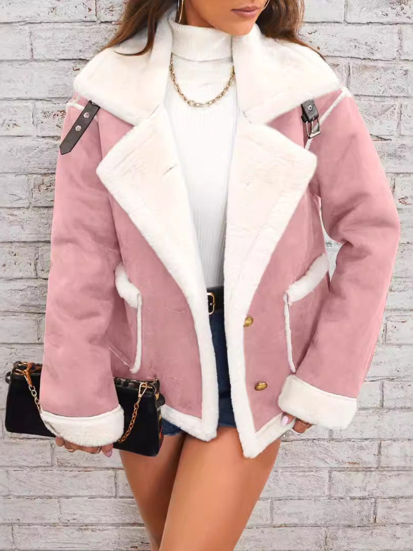 Caprina Damen Baumwolljacke Teddyfutter Reverskragen