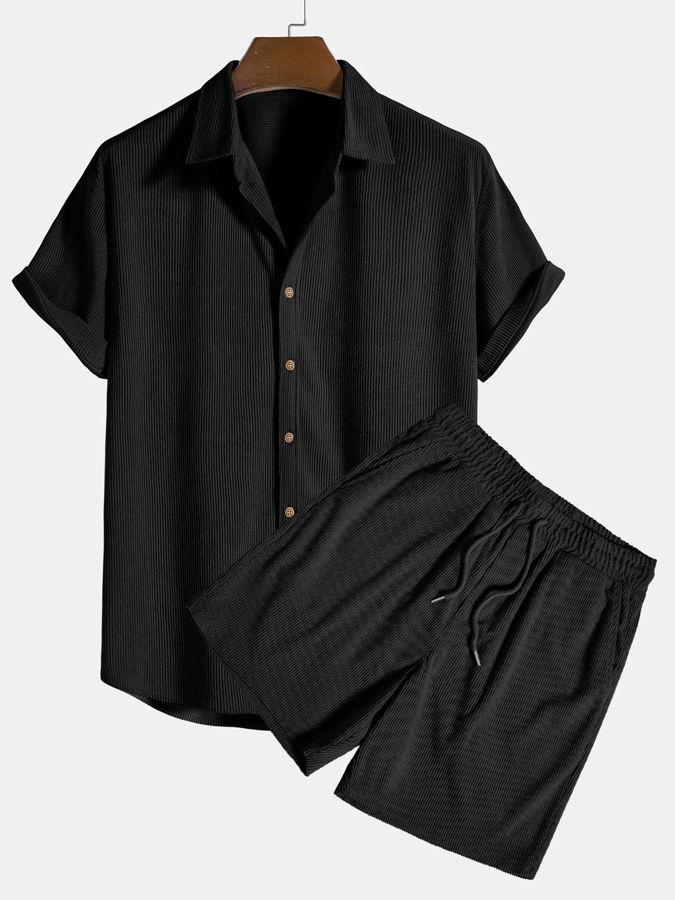 Herren Sommer Set Zweiteilig Kurzarm Hemd Shorts