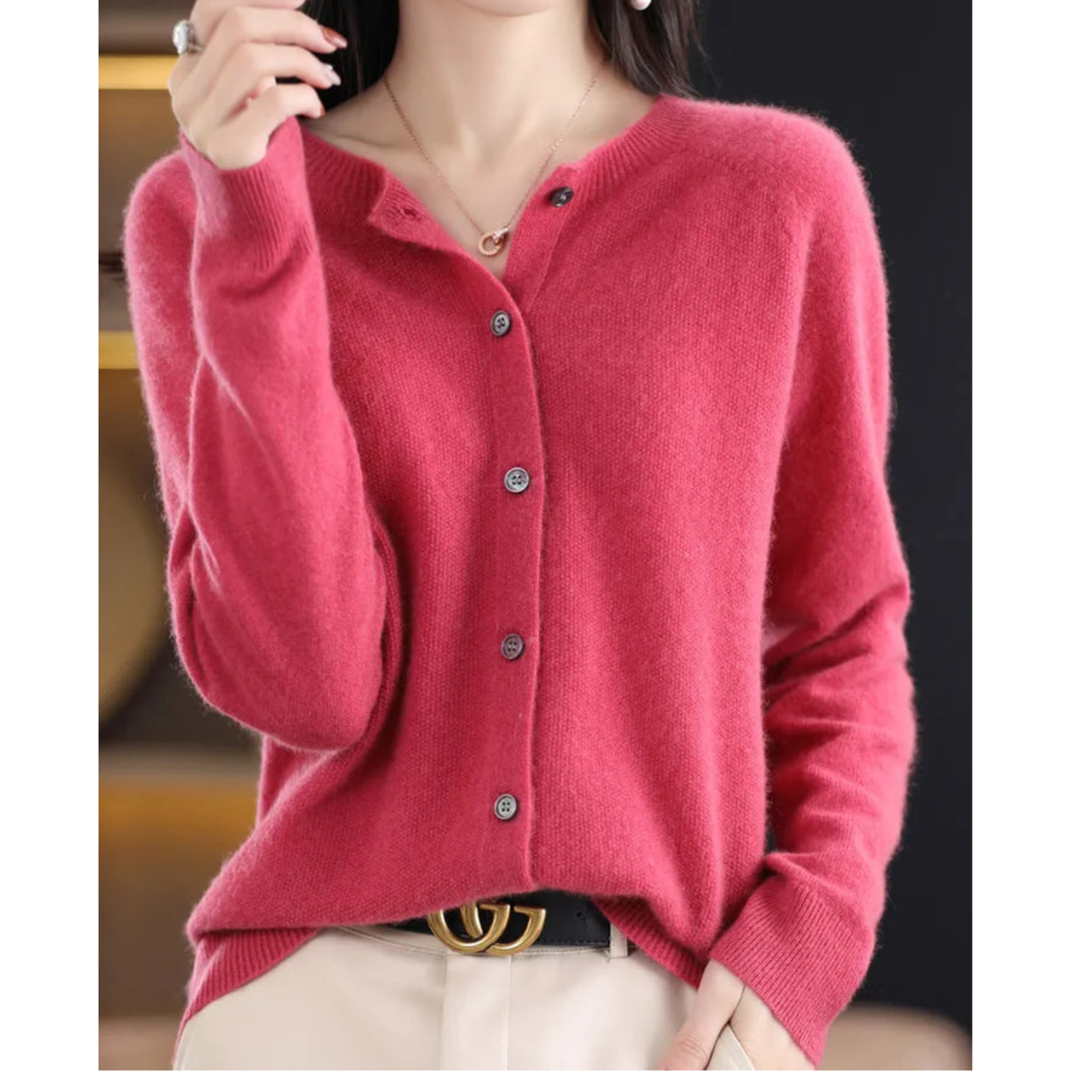 Damen Strickjacke Klassische Knopfleiste - Eveloria