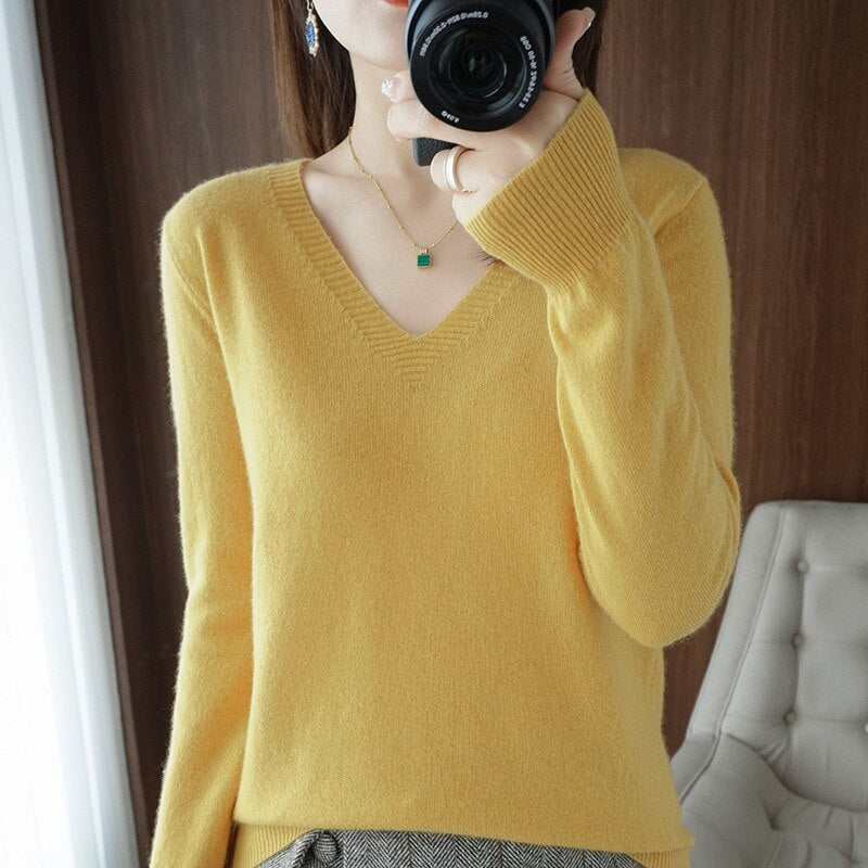 Eveloria Damen V-Ausschnitt Pullover