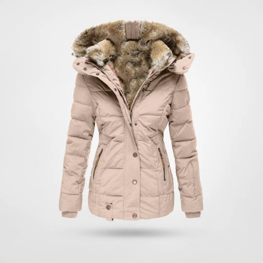 Damen Gepolsterte Winterjacke mit Kapuze Lang - Eveloria