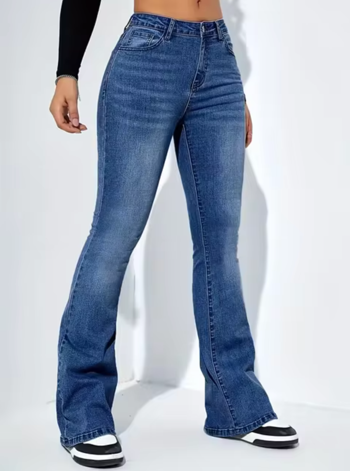 Eveloria Damen High-Waist-Schlagjeans